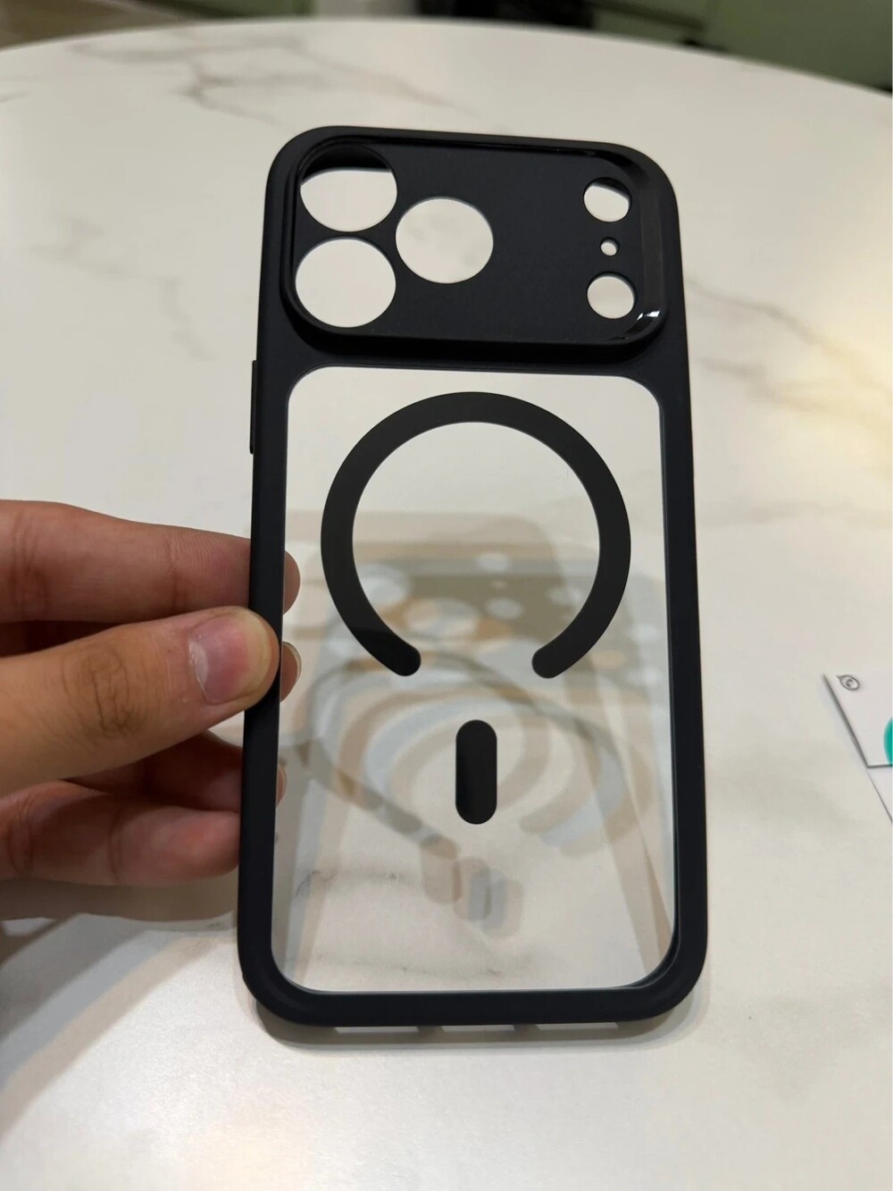 iPhone 17 Pro Max MagSafe Case - Clear Back Black Frame